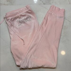 Juicy Couture Pink Velour Jogger Pants with Rhinestone Logo